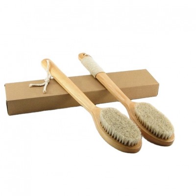 Wholesale natural horse mane bamboo handle bath cleaning brush home bathroom scrub brush body massage shower brush