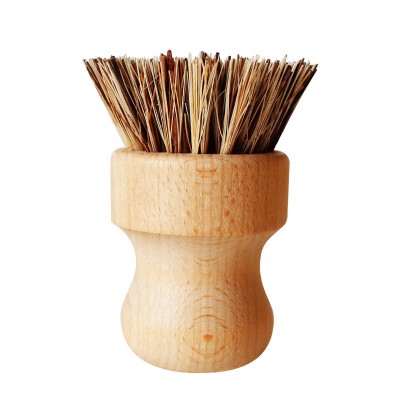 Eco-friendly wooden Handle Natural Sisal Wash Pot Brush Kitchen Cleaning Brush